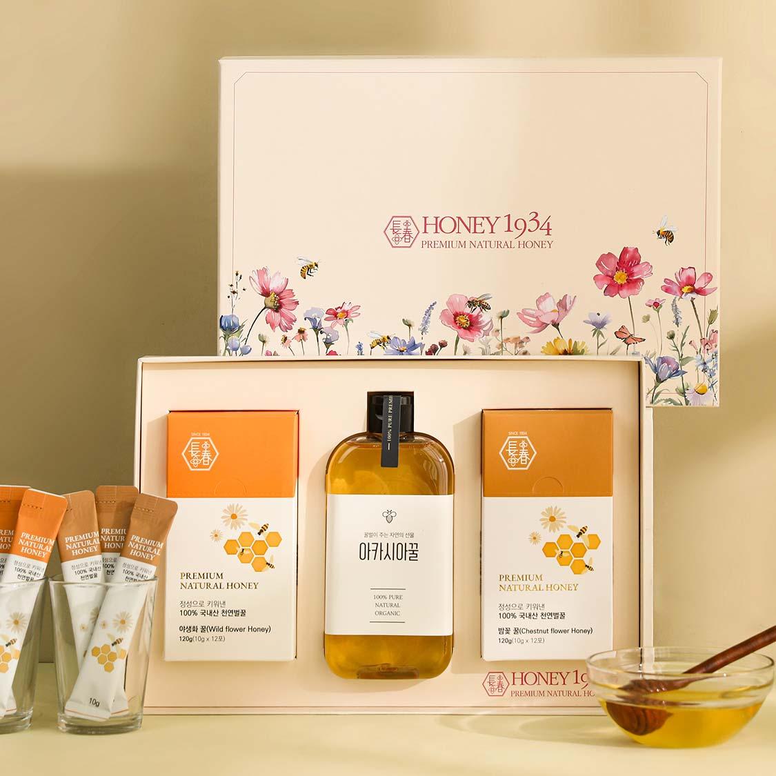천연 토종꿀 선물세트 (아카시아꿀500g+밤꽃꿀500g)
